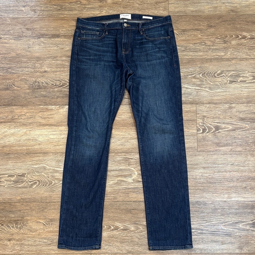 Frame Denim Men’s Slim Straight Jeans - Dark Indigo Blue